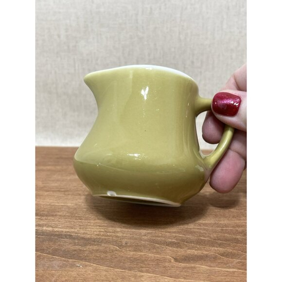 Vintage Homer Laughlin Best China Olive Green Creamer Has Chip On Base 3 Inch - Picture 4 of 9